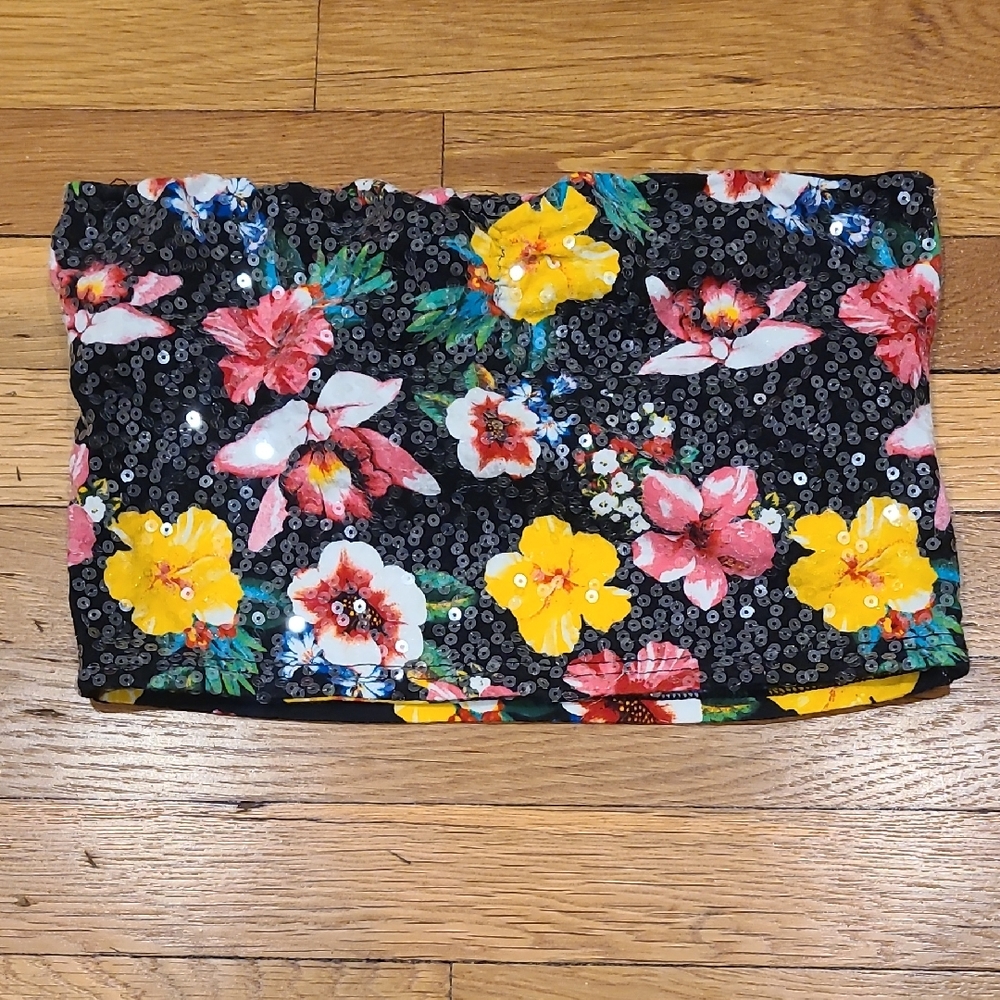 Coloful Floral Crop Tube Top